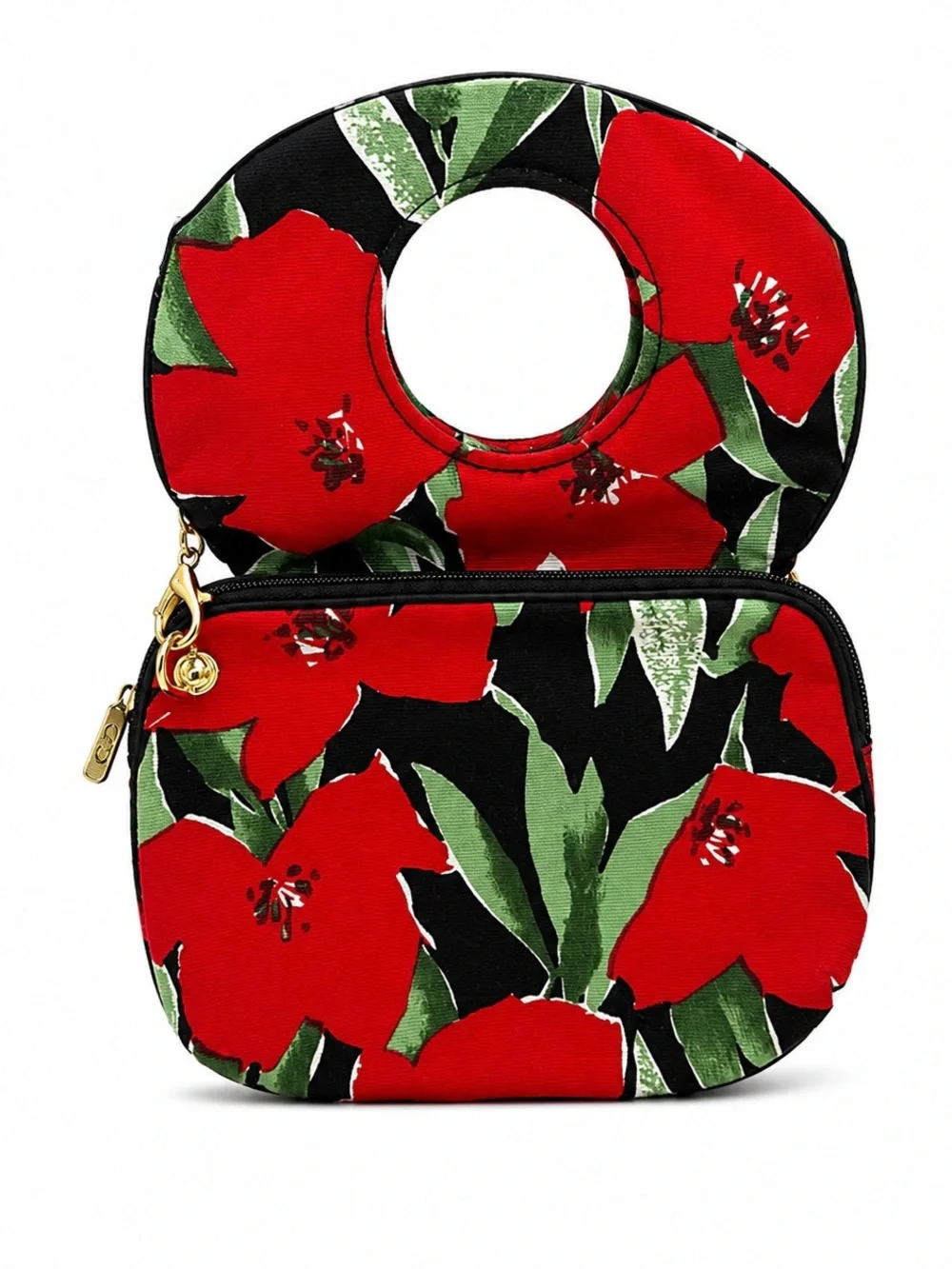Christian Dior Vintage Women Floral Canvas Chain Strap Converted Crossbody Bag